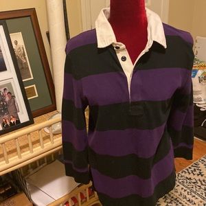 Lauren Ralph Lauren rugby shirt. Purple/black w/white collar. Size XL